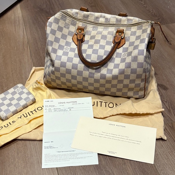 Louis Vuitton Speedy 30 Damier Azur Bag with wallet combo with PROOF OF PURCHASE - Picture 1 of 7